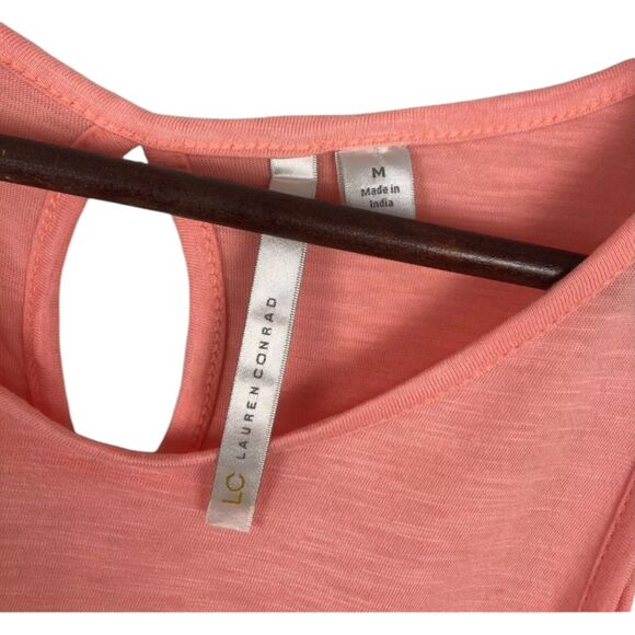 LC Lauren Conrad Peach Pink Tank Top Eyelet Hem Women's Size Medium - Picture 4 of 5